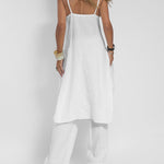 Women Casual Long Vest and Wide Leg Pants Two Pieces Set Suits