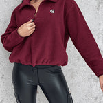 Stand Collar Zipper Design Casual Sweatshirt