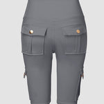 Tummy Control Butt Lifting Active Shorts High Waist Flap Pocket Workout Bermuda Cargo Running Shorts