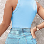 Plus Size Ribbed Round Neck Sleeveless Slim Fit Tank Basic Casual Top