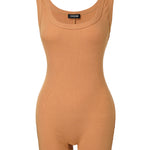 Ribbed U-Neck Yoga Romper Workout One Piece Seamless Tank Top Jumpsuit