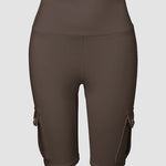 Tummy Control Butt Lifting Active Shorts High Waist Flap Pocket Workout Bermuda Cargo Running Shorts