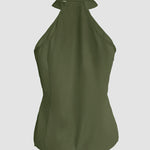 2 Pieces Outfits Sleeveless High Neck Cargo Pockets Design Top And Casual Cuffed Long Pants Set