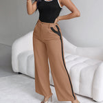 2 Piece Contrast Binding Sleeveless Slim Fit Tank Top and Striped Pants Sets Tracksuits Match Sets