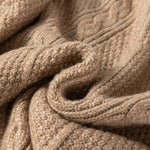 Round Neck Long Sleeve Drop Shoulder Pullover Sweater Casual Loose Fit Cable Knit Mid Length Sweater