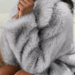 Turn-down Collar Long Sleeve Faux Fur Coat Jacket Casual Warm Fluffy Cropped Coat