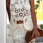 Summer Getaway Look Crochet Lace Irregular Hem Loose Tank Top