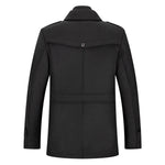 KZZ Men's Solid Color Button Front 2-IN-1 Lapel Overcoat