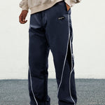 KZZ Men's Letter Patchwork Side Stripe Drawstring Waist Pants
