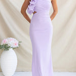 One Shoulder Frill Trim Cut Out Meriden Maxi Dress
