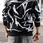 KZZ Men's Knitted Long Sleeve Sweater Crew Neck Graphic Casual Regular Fit Jumper