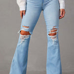 Margovil Distressed Bell Bottoms Ripped Trendy Jeans