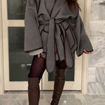 Margovil Open Front Pocketed Splice Coat with Belt