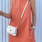 Margovil Solid Crewneck Sleeveless Pockets Dress