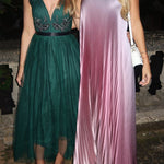 Margovil Strapless Tube Gradient Ombre Satin Maxi Party Dress