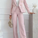 High Waist Straight Leg Suit Pants