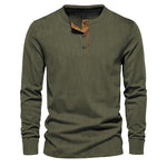KZZ Men's Regular Fit Patchwork Print Half Button Thermal Lined Henry Collar Shirt