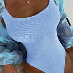 Margovil Low Back High Cut Crinkle One Piece Swimsuit