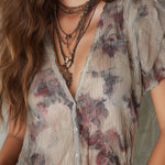 Vintage-style Striped Chiffon Blouse With Ruffled Sleeves