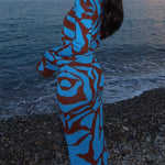 Round Neck Bell Sleeves Jacquard Slim Long Dress