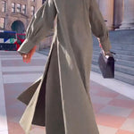 Long Sleeves Loose Solid Color Split-Joint Split-Side Lapel Maxi Dresses Shirt Dress