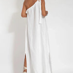 Sleeveless Asymmetrical Off-Shoulder Slit Dress
