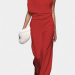 Asymmetrical One-Shoulder Jumpsuit with Flowing Legs by Etta