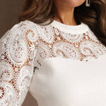Lace stitching high-end temperament intellectual style hollow long sleeves