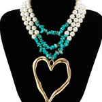Beaded Contrast Color Heart Shape Dainty Necklace Necklaces Accessories