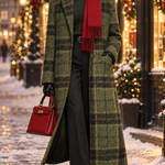 Retro Plaid Long Tweed Coat