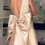 Ultimate Muse Satin Oversized Bow Detail Square Neck Mini Dress