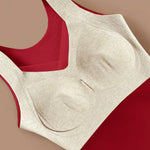 Sheer Mesh Spliced V Neck Sleeveless Built In Bra Tank Casual Warm Fleece Lined Slim Fit Top