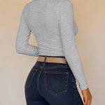 Women's Lace V Neck Ruched T Shirt Slim Fit Long Sleeve Tee Casual Elegant Top