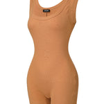 Ribbed U-Neck Yoga Romper Workout One Piece Seamless Tank Top Jumpsuit