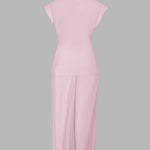 2 Pieces Outfit Turn-down Collar Cap Sleeve Button Front Tied Detail Top and Casual Zipper Fly Elastic Back Waist Wide-Leg Pants Set