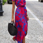 V-neck slit mid-length jumpsuit