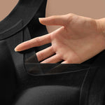 Sheer Mesh Spliced V Neck Sleeveless Built In Bra Tank Casual Warm Fleece Lined Slim Fit Top