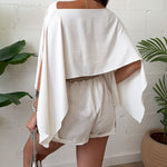 Women's Off Shoulder Convertible Crop Top Casual Multi Wear Slit Blouse with Bandeau