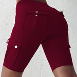 Tummy Control Butt Lifting Active Shorts High Waist Flap Pocket Workout Bermuda Cargo Running Shorts