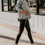 Loose Rivet Beading Ripped Cropped Denim Jacket