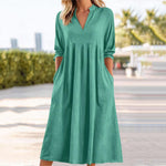 Amber™ | Elegant Midi Dress with Pockets