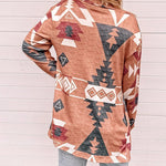 Nadorine Women's Diamond Print Stripe Mid-Long Contrast Color Knit Cardigan