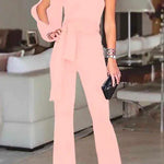 Margovil One Shoulder Slit Sleeve Tie Knot Jumpsuit