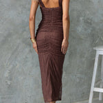 Margovil Twist Knot Cut Out Ruched Bodycon Maxi Cami Dress