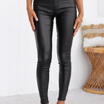 High Waist Faux Leather Stretchy Slim Fit Pants