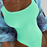 Margovil Low Back High Cut Crinkle One Piece Swimsuit