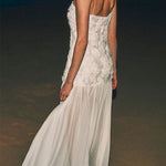 Margovil Spaghetti Strap Floral Applique Patchwork Maxi Dress
