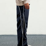 KZZ Men's Letter Patchwork Side Stripe Drawstring Waist Pants