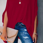 Margovil V Neck Batwing Short Sleeve Oversized T Shirt