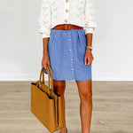 Button Down Short Sleeves Striped Shirt Dress